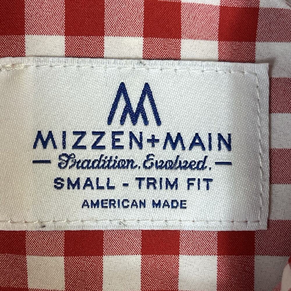 Mizzen+Main Shirt Mens S Red‎ Checkered Trim Fit Long Sleeve Stretch Button Up - Picture 3 of 11